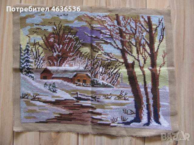 Гоблен , ръчно бродиран , пейзаж ,44х33см., снимка 5 - Гоблени - 53255511