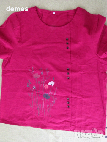 Дамска лилава блуза райе от тафта, размер XXL