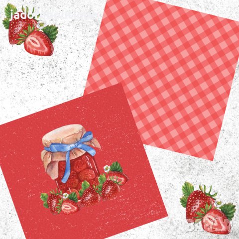 Дигитална хартия дизайнерска скрапбук хартия Strawberry jam, снимка 9 - Други - 37662530