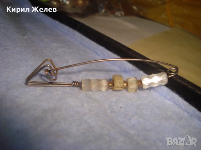 СТАРИННА АР НУВО СРЕБРИСТА ФИБУЛА ЯРТ ИГЛА с ОПУШЕН ПЛАНИНСКИ КРИСТАЛ и МЪНИСТА 8562, снимка 5 - Антикварни и старинни предмети - 37633813