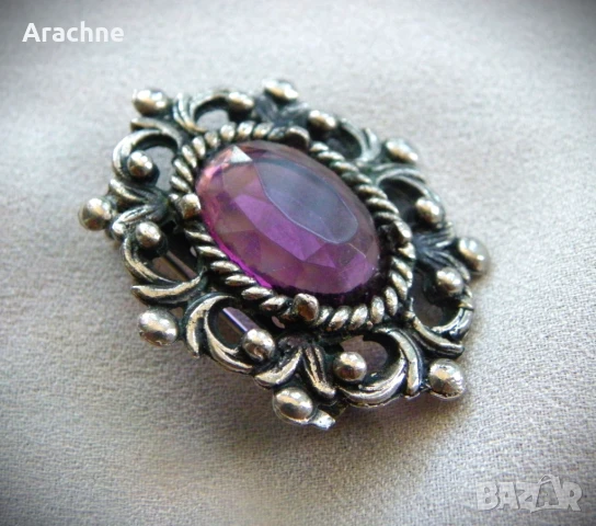 Стара сребърна британска брошка, снимка 3 - Други - 50998442