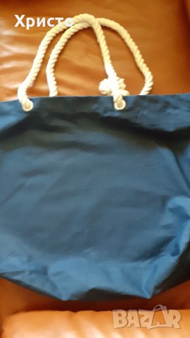 чанта за плаж плътна и качествена, 100% тъмно син супер плътен памук, снимка 5 - Чанти - 33111574