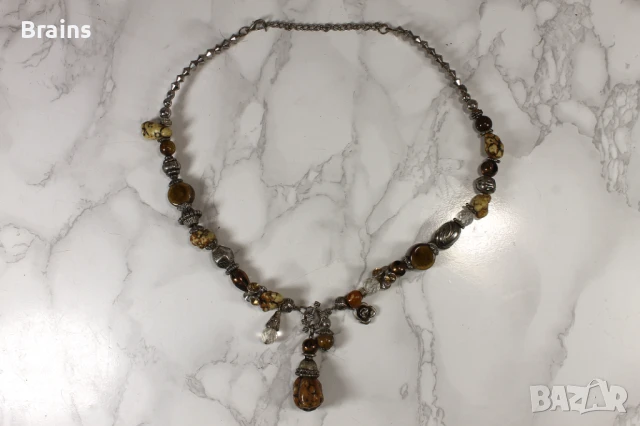Стара Метална Огърлица С Камъни И Кристали