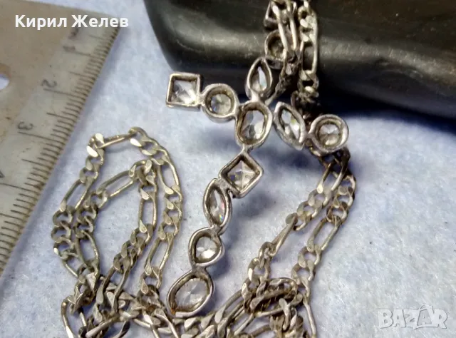 СКЪПОЦЕНЕН СРЕБЪРЕН КРЪСТ със СРЕБЪРНА ВЕРИЖКА РОДИРАНО СРЕБРО 925 C-Z с ЛАБОРАТОРЕН МОЙСАНИТ 41842, снимка 3 - Колиета, медальони, синджири - 49328506