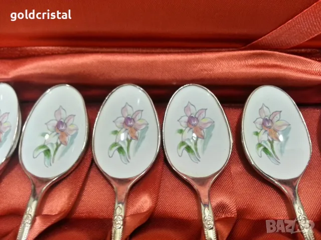 стари посребрени лъжички с емайл , снимка 3 - Антикварни и старинни предмети - 49793324
