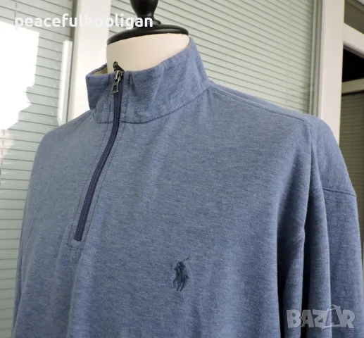Polo Ralph Lauren Men`s Blue Melange Long Sleeve 1/4 Zip Sweatshirt Size XL/XXL, снимка 3 - Блузи - 49034290
