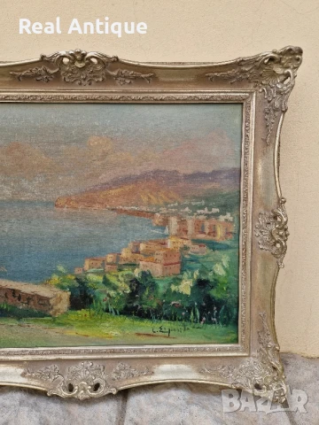 Много стара антикварна авторска картина масло  върху платно , снимка 4 - Антикварни и старинни предмети - 50479591