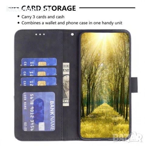 OPPO A5 Pro 5G Кожен Калъф Rhombus Design с Магнитно Закопчаване, Стойка и Протектор – 6 Цвята, снимка 7 - Калъфи, кейсове - 50573768