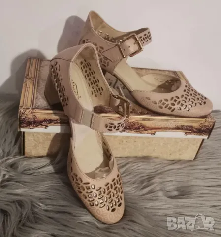 Дамски Сандали естествена кожа на ток , снимка 4 - Дамски обувки на ток - 50225505