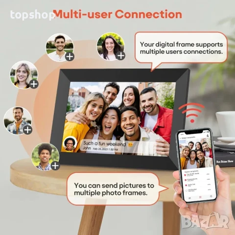 Цифрова фоторамка с меню на БЪЛГАРСКИ Frameo-10.1" WiFi IPS сензорен екран 1280 * 800, 32GB памет, снимка 6 - Друга електроника - 50502593