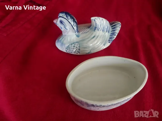 Стар порцеланов съд с капак във формата на пате, снимка 6 - Антикварни и старинни предмети - 49815314