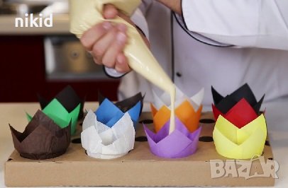 25 бр хартии хартиени едноцветни кошнички капсули лале лалета за мъфини кексчета