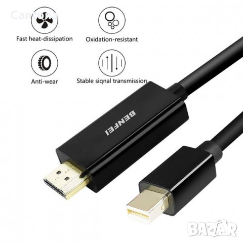 BENFEI Mini Displayport (Thunderbolt) към HDMI кабел с аудио, позлатени конектори, 100 см, снимка 6 - Кабели и адаптери - 37744655