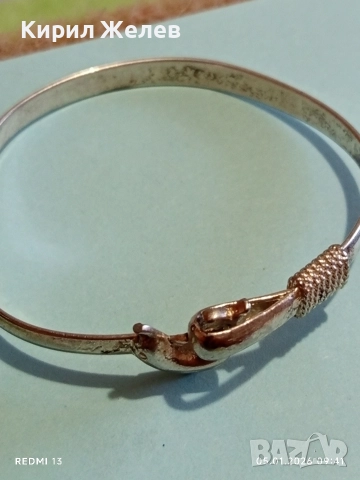 Сребърна гривна с Делфин 🐬 символизира хармония,свобода ювелирна изработка 26364, снимка 5 - Гривни - 52982568