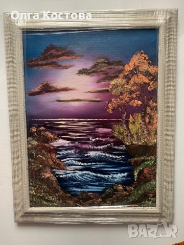 Картина с маслени бои Морски изглед, снимка 4 - Картини - 44027265