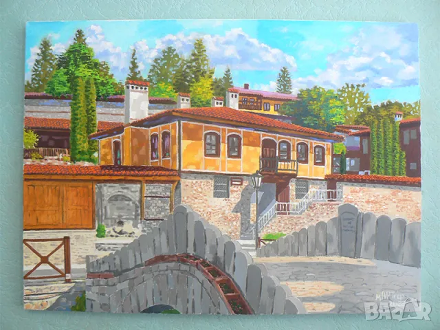 Пейзаж от Копривщица . Маслена картина .