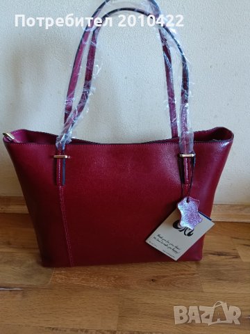 Чанта от естествена кожа C iel, цвят бордо с размери 32×26×13, снимка 2 - Чанти - 43196340