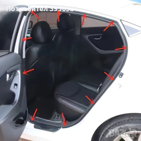 Универсално двойно гумено уплътнение за врати на кола, 5 метра дължина, гумена лента, снимка 3 - Аксесоари и консумативи - 53058371