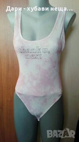 Боди потник в бяло и розово🍀❤S/M,M❤🍀арт.4371, снимка 1