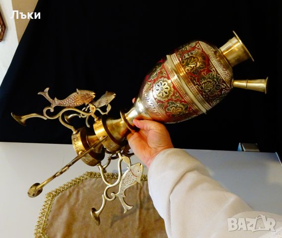 Бронзово наргиле 3.2 кг,клетъчен емайл. , снимка 9 - Антикварни и старинни предмети - 26905624
