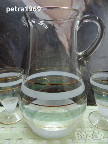 Пълен сервиз - кана и 6 чаши - от тънко фино стъкло, снимка 3 - Сервизи - 49110289