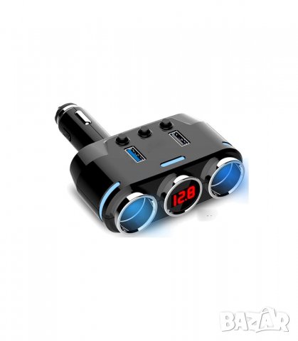Волтметър за кола в 3-ка разклонител за запалка с 2бр. USB - модел B39, снимка 3 - Аксесоари и консумативи - 26923762