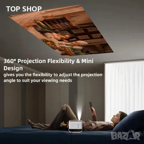 Висококачествен Проектор Jimveo 1080p Full HD  WiFi 6 и Bluetooth 5.2 Преносим проектор, снимка 16 - Плейъри, домашно кино, прожектори - 49049650