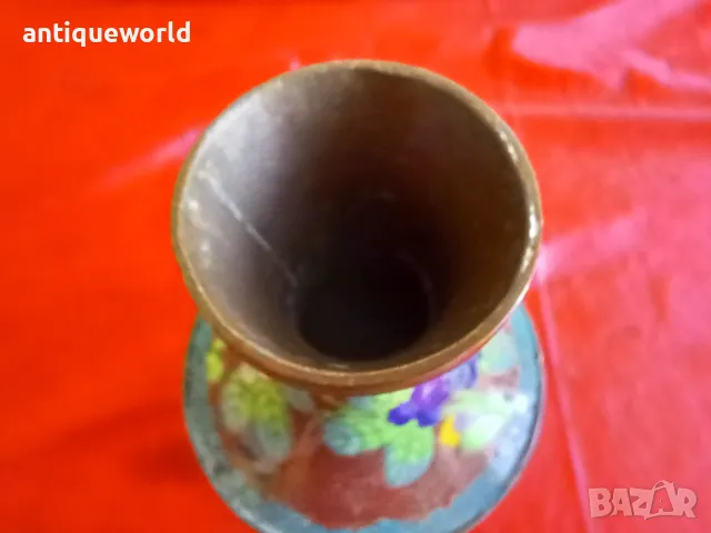 Стара Ваза КЛОАЗОНЕ ,Бронз с Клетъчен Емайл, снимка 6 - Антикварни и старинни предмети - 47901073