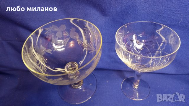 Два вида стъклени чаши по 3 бр за шампанско или мелби, вино, снимка 10 - Чаши - 43427084
