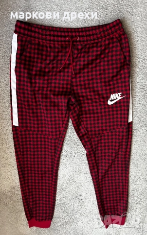 Nike Gingham Check Joggers In Red L, снимка 3 - Спортни дрехи, екипи - 52913221