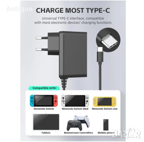 Адаптер за Nintendo Switch, Зарядно AC Adapter, снимка 3 - Аксесоари - 43480687