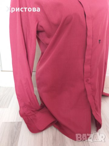 Мъжка риза в бордо - размер М - 8,00лв., снимка 2 - Ризи - 28705746