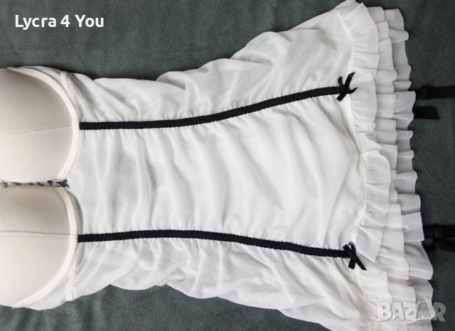La Senza XS еротична бяла тюлена нощничка с жартиери, снимка 4 - Бельо - 37872840