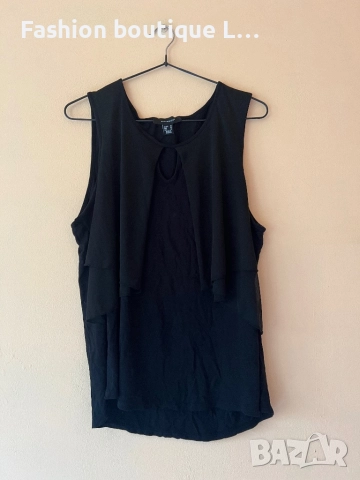 Черен памучен потник 46 размер на марката Atmosphere с тюлени воали отпред 🖤