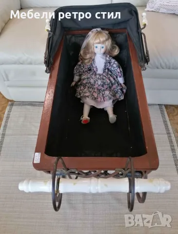 Винтидж ретро количка за кукли. Ръчно изработена от естествени материали. , снимка 6 - Детски колички - 50391214