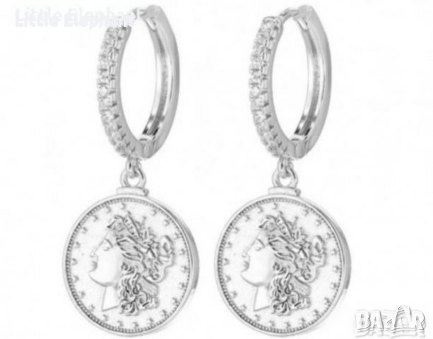 Висящи сребърни обеци парички/нови