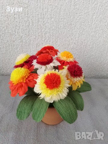 Цветя от хартия, снимка 3 - Изкуствени цветя - 27822533