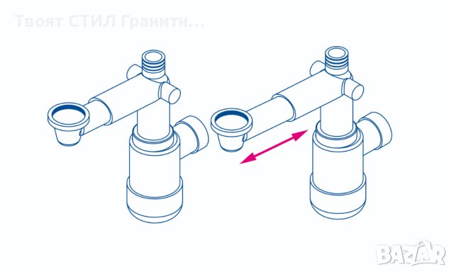 Сифон за мивка за баня, пести място под мивката модел Lux, снимка 2 - Мивки - 43928416