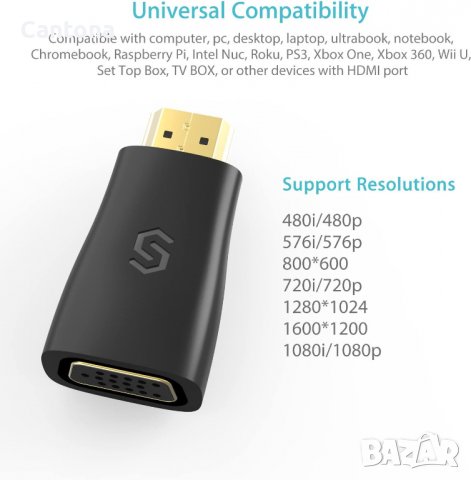 Syncwire HDMI към VGA адаптер - позлатен мъжко към женско, снимка 3 - Кабели и адаптери - 38459162