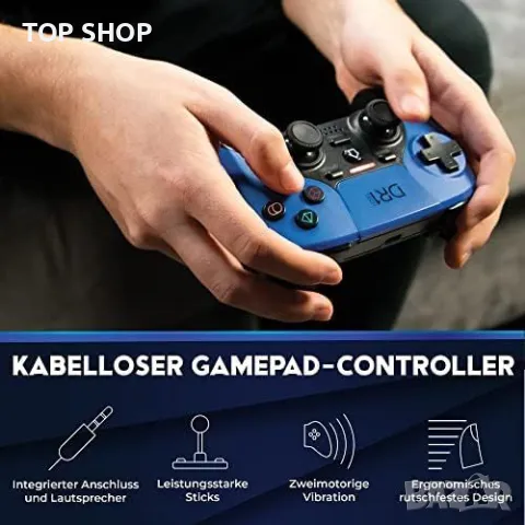 DR1TECH ShockPad II безжичен контролер за игри за PS4/PS3, съвместим с PC/iOS и двойна вибрация, снимка 5 - Аксесоари - 48757272