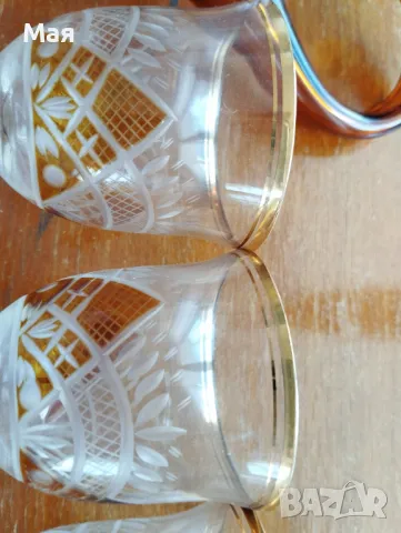 Чаши за вино с кана златен кант от средата на миналия век винтидж, снимка 11 - Чаши - 50280393
