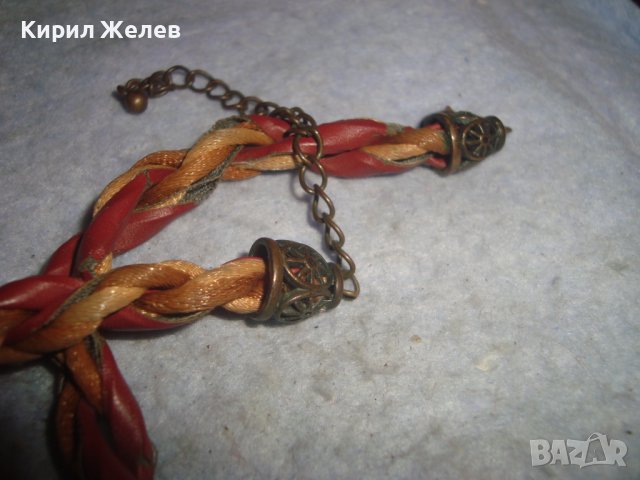 СТАРО БРОНЗОВО КРИСТАЛНО ФЛОРАЛНО ВИНТИДЖ КОЛИЕ ОГЪРЛИЦА 30133, снимка 5 - Колиета, медальони, синджири - 37851574