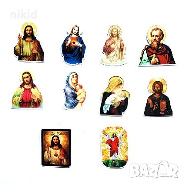 34 бр Исус Иисус Христос Дева Богородица Християнски самозалепващи лепенки стикери за украса декор, снимка 3 - Форми - 39872247