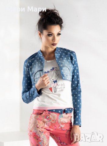 Яке на точки дънково , снимка 3 - Блузи с дълъг ръкав и пуловери - 36734179