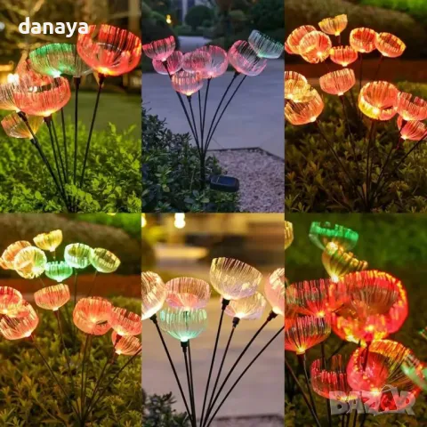 5769 Градинска соларна лампа с 6 люлеещи цветя, 72 см, снимка 6 - Градински мебели, декорация  - 49634211