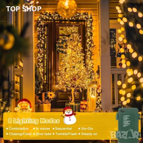 Quntis 25M 1000 LED коледни светлини, водоустойчиви, топло бяло, таймер, 8 режима, снимка 10 - Лампи за стена - 49866169