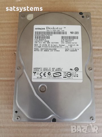 Хард диск Hitachi Deskstar P7K500 HDP725016GLA380 160GB SATA 3.0Gb/s, снимка 3 - Твърди дискове - 25138088