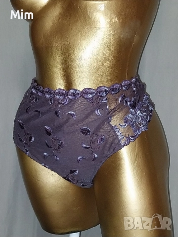 Elegance 50/52 Тъмно лилава бикина с бродерия , снимка 2 - Бельо - 52174307