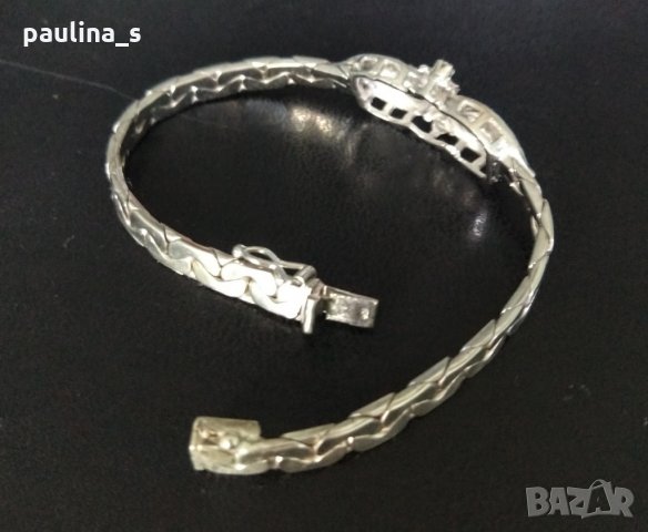 Антична бижутерия / гривна сребро 925 с прозрачни топази, снимка 4 - Гривни - 28742592