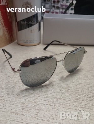 Слънчеви очила Авиатор Сребърни огледални, снимка 5 - Слънчеви и диоптрични очила - 44081914